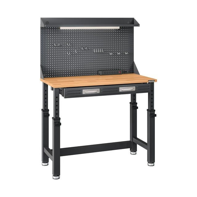 Seville Classics UltraHD Height Adjustable Lighted Work Center, 45"W x 22"D x 50.75-64"H
