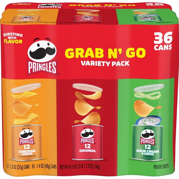 Pringles Potato Crisps, Grab N' Go Variety Pack Chips, 36 pk