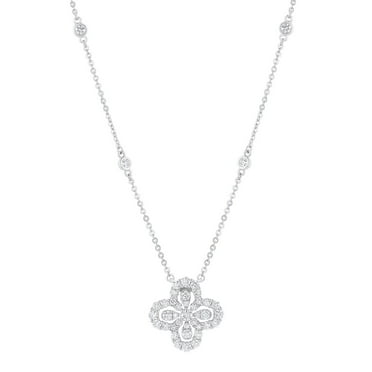 1.0 CT. T.W. Round Cut Flower Diamond Necklace in 14K Gold