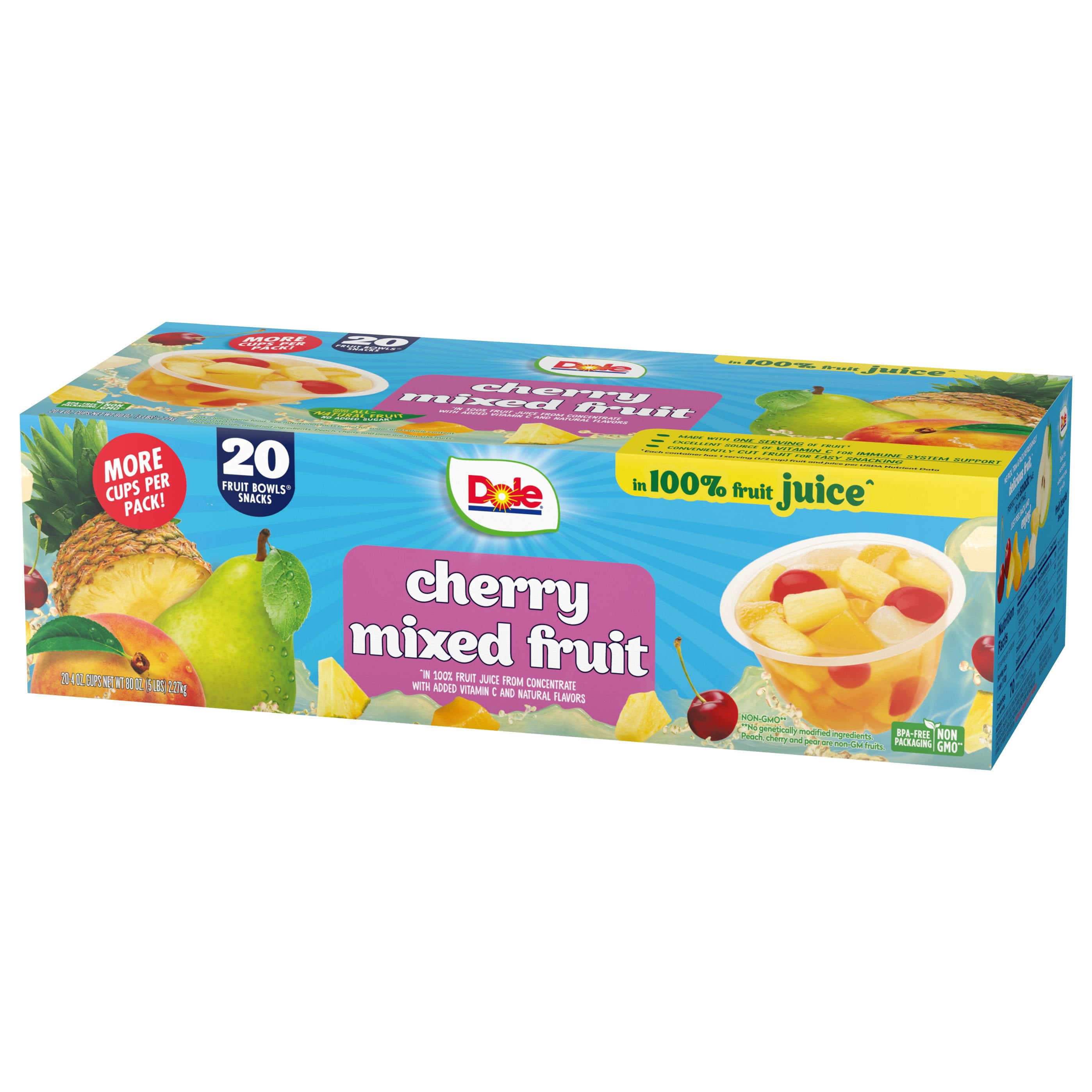 Dole Fruit Bowls Cherry Mixed Fruit in 100% Juice 4 oz., 20 pk