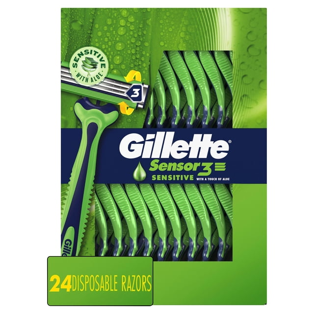Gillette Sensor3 Sensitive Men's Disposable Razor, 24 ct.