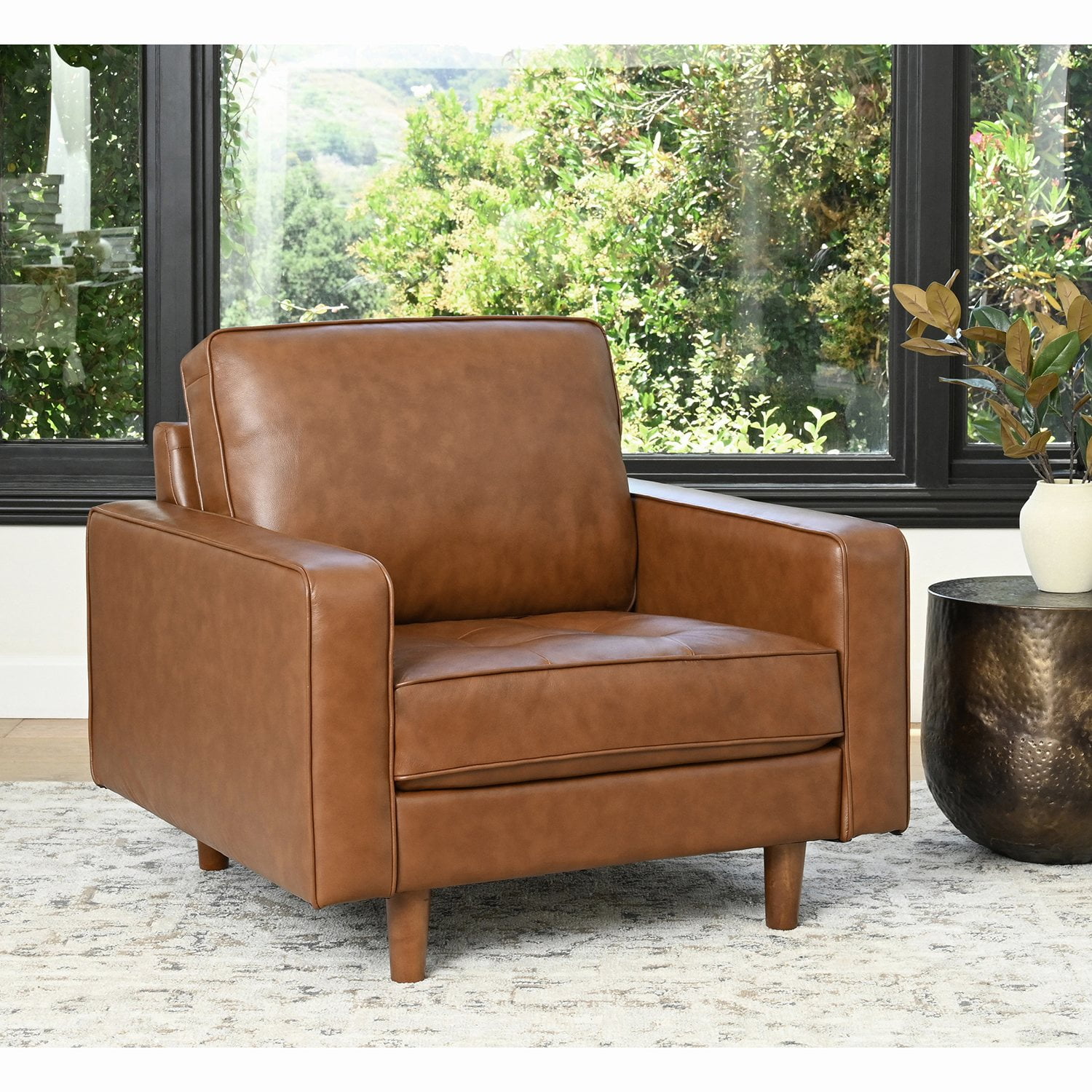 Jasper Mid-Century Top Grain Leather Armchair - Samsclub.com