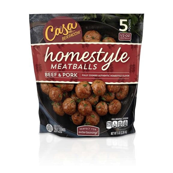 Casa Di Bertacchi Homestyle Meatballs, Frozen, 5 lbs.