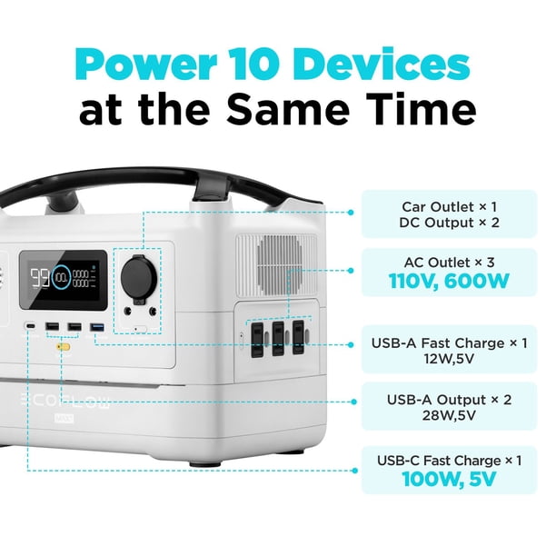 EcoFlow RIVER Max Plus Portable Power Station, 720Wh Solar