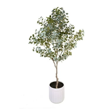 Faux 8' Eucalyptus Tree in Oversized Ceramic Pot