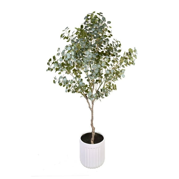 Faux 8' Eucalyptus Tree in Oversized Ceramic Pot