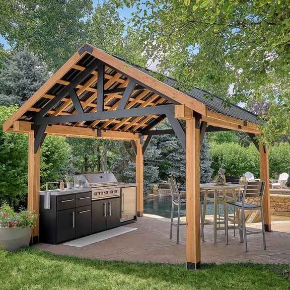 Range Cedar and Steel Gazebo with Lofted Roof and PowerPort