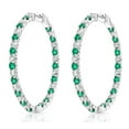 thumbnail image 1 of Lab Created Gemstone Huggie Hoop Earrings in Sterling Silver, 1 of 5