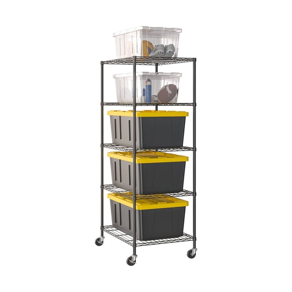 Seville Classics UltraDurable NSF-Certified Steel Tote Shelving, 25" W x 33" D 4 Tier and 5 Tier Options