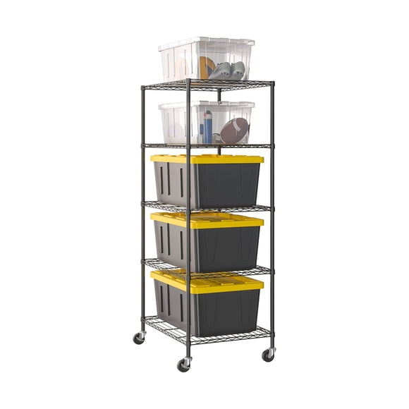 Seville Classics UltraDurable NSF-Certified Steel Tote Shelving, 25" W x 33" D 4 Tier and 5 Tier Options