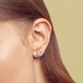 thumbnail image 4 of Round Cut Gemstone & 0.13 CT. T.W. Halo Diamond Stud Earrings in 14K Gold, 4 of 5