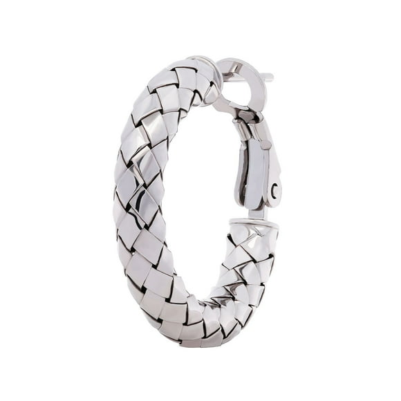 Italian Diamond Cut Snake Hoop Earrings in Sterling Silver