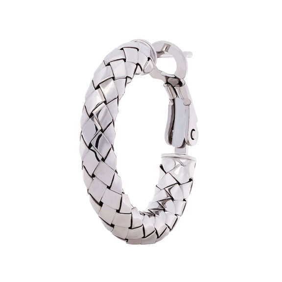 Italian Diamond Cut Snake Hoop Earrings in Sterling Silver