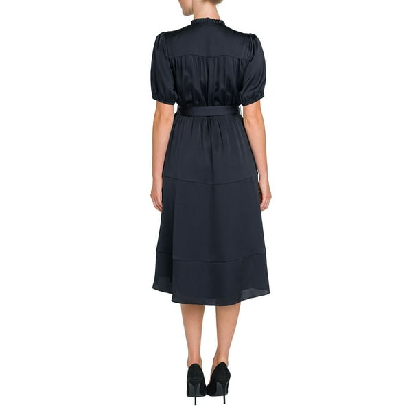 graduation dress long sleeve midi Sabina Vintage Polka Dot Long-Sleeve Midi Dress in Ivory L