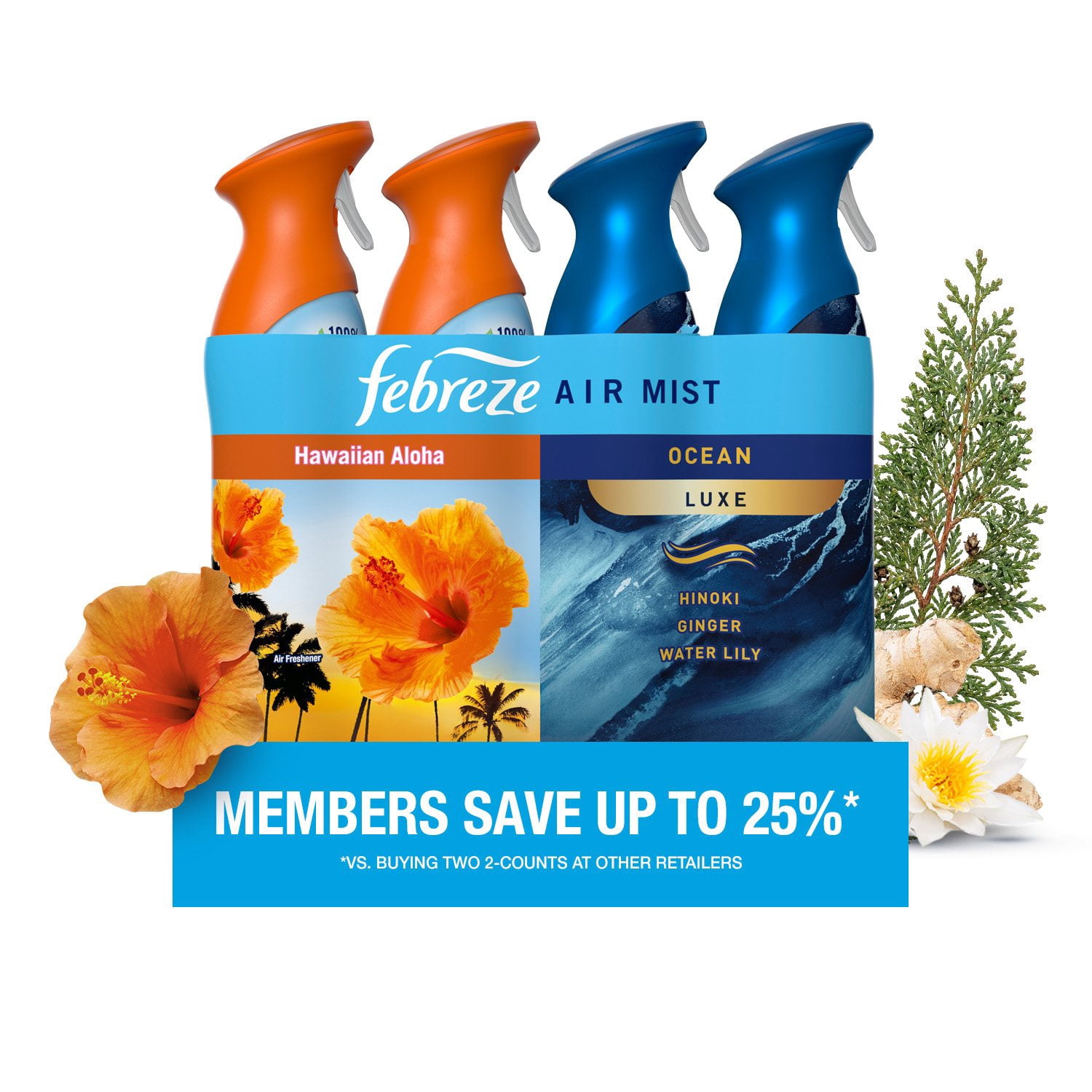 Febreze Air Effects Air Freshener Spray, Hawaiian Aloha & Ocean, 4