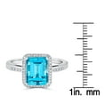thumbnail image 4 of Emerald Cut Gemstone & 0.14 CT. T.W. Halo Diamond Ring in Sterling Silver, 4 of 5