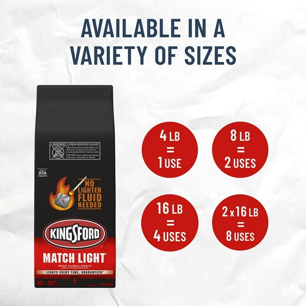 Kingsford Match Light Instant Charcoal Briquettes Pack, 16 Lbs