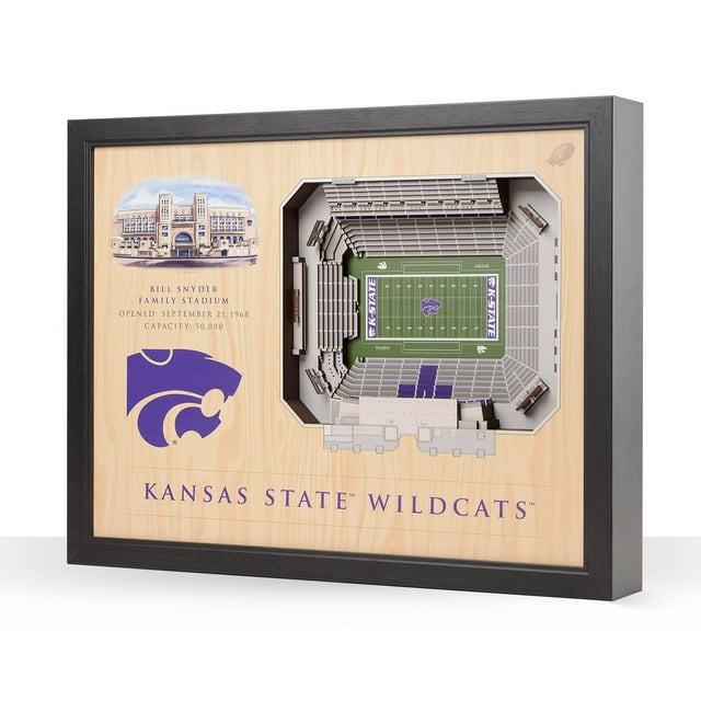 YouTheFan Kansas State Wildcats 25-Layer Football Stadium View 3D Wall Art