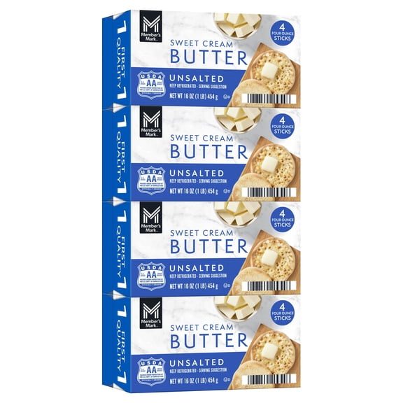 Member's Mark Unsalted Sweet Cream Butter Sticks, 4 oz., 16 ct.