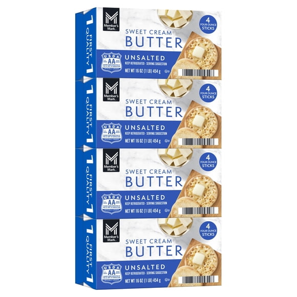 Member's Mark Unsalted Sweet Cream Butter Sticks, 4 oz., 16 ct.