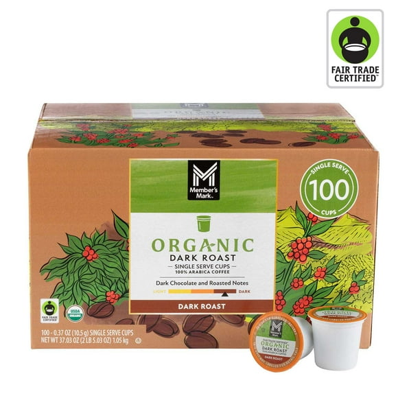 Member's Mark Organic Dark Roast Coffee Pods, 100 ct.