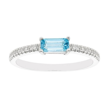Baguette Cut Gemstone and 0.10 CT. T.W. Diamond Ring in 14K Gold