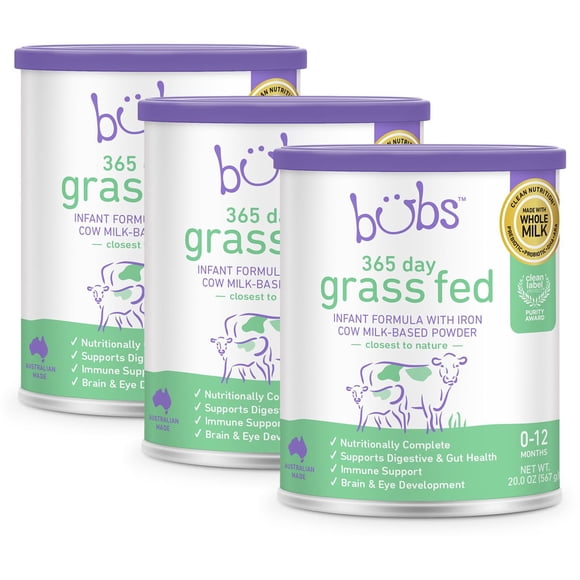 Bubs Grass Fed Infant Formula Powder with Iron, 20 oz., 3 pk.