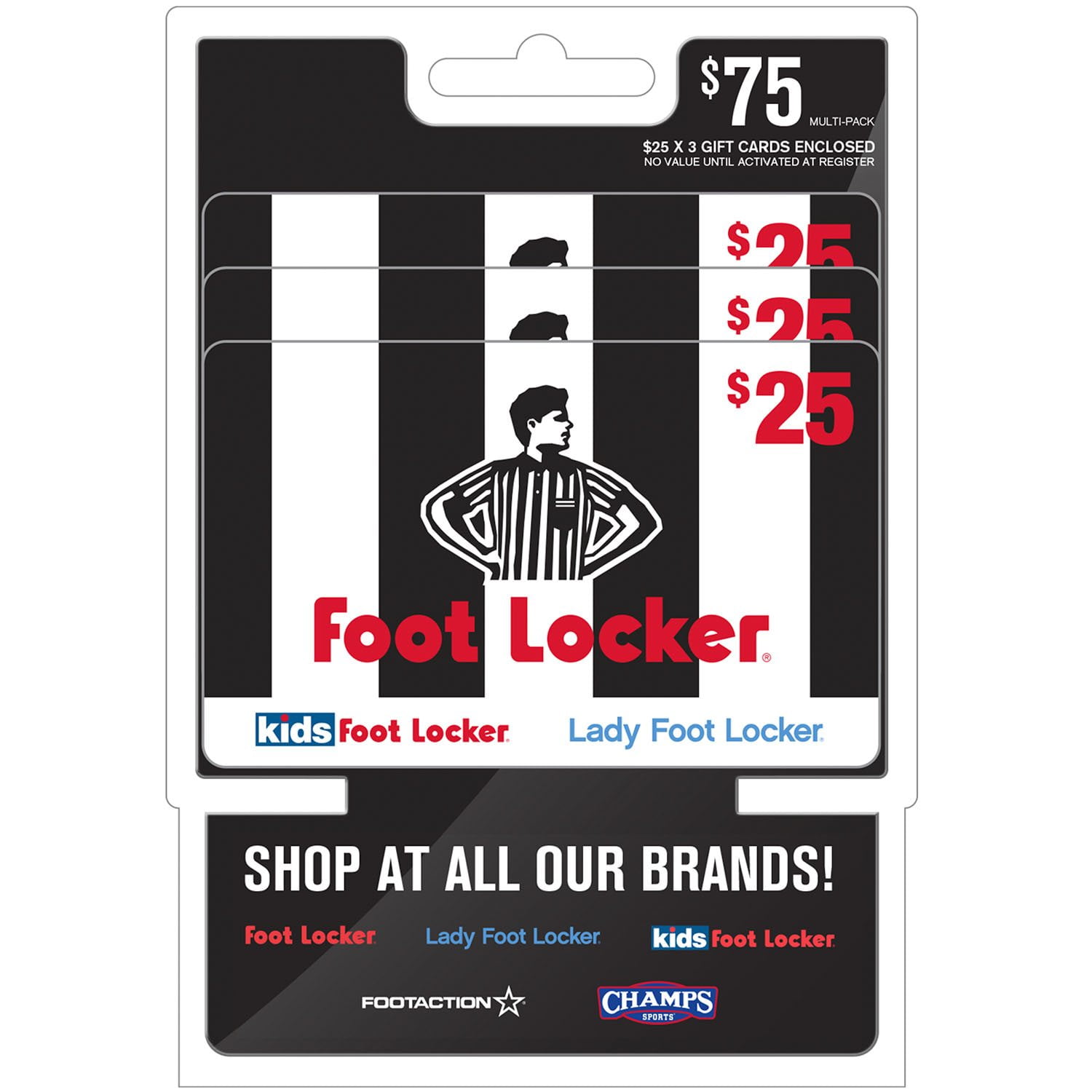 Foot Locker $75 Gift Card Multi-Pack, x $25