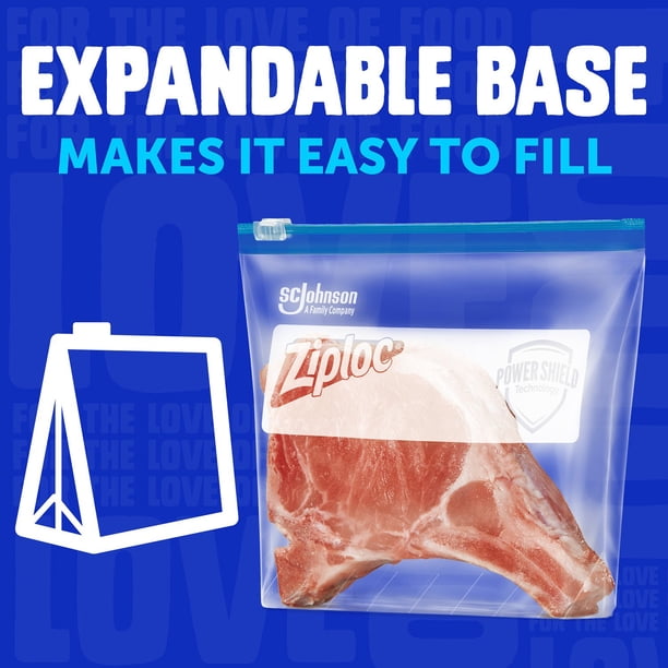 Ziploc Brand Gallon & Quart Freezer Slider Bags, Power Shield