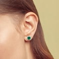 thumbnail image 4 of Cushion Cut Gemstone and 0.15 CT. T.W. Halo Diamond Stud Earrings in 14K Gold, 4 of 5