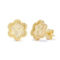 thumbnail image 2 of Diamond Cut Halo Flower Stud Earring in 14K Gold, 2 of 5