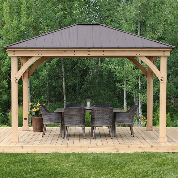 Yardistry All-Cedar Meridian Gazebo with Aluminum Roof, Choose Size