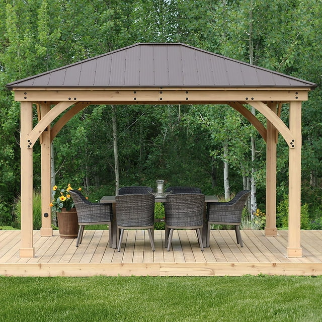 Yardistry All-Cedar Meridian Gazebo with Aluminum Roof, Choose Size