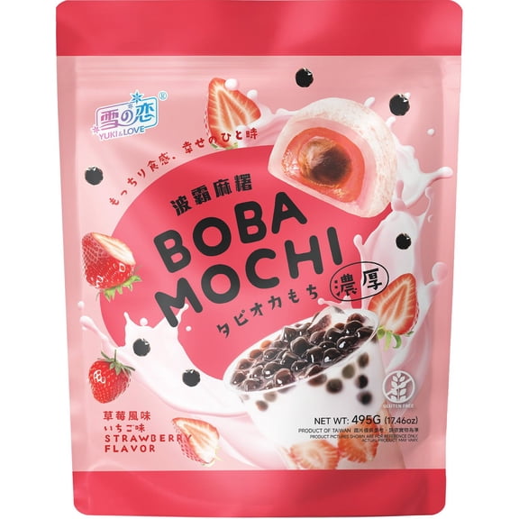 Yuki & Love Strawberry Boba Mochi, 17.46 oz.