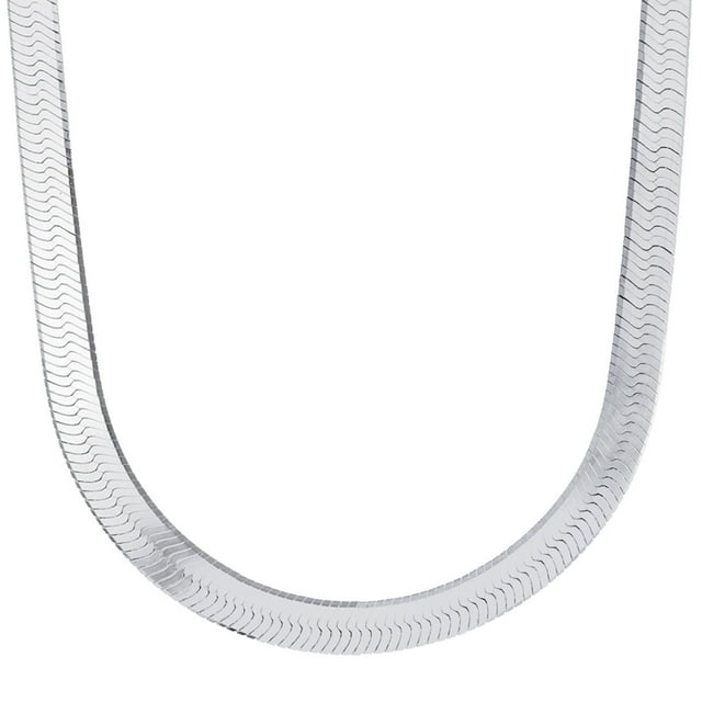 Italian Sterling Silver Herringbone Chain Necklace