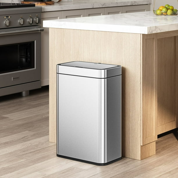 EKO Matte Stainless Steel Motion Sensor Kitchen Trash Can 13.2