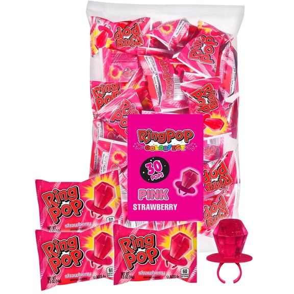 Ring Pop Colorfest, Pink Strawberry, 30 ct.