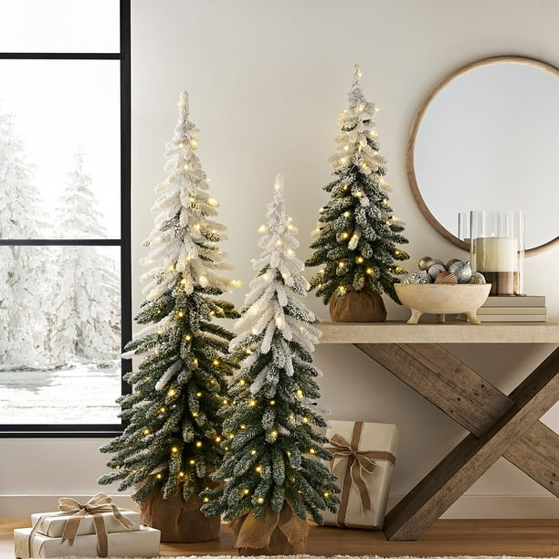 Member's Mark Pre-Lit Frosted Tree Topiaries, Set of 3 - Samsclub.com