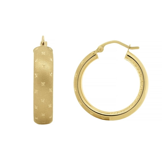 Matte & Hoop Earrings in 14K Gold