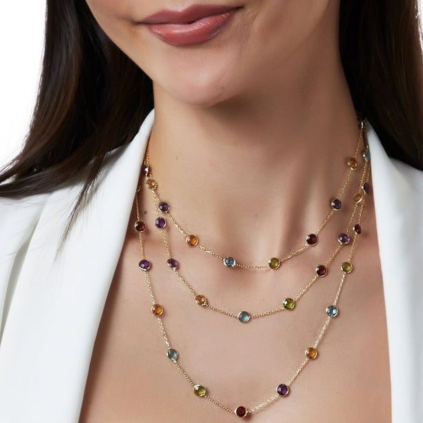 イ*チ様 santaku gemstone necklace Multi Gemstone Station Necklace in 14K Gold - Samsclub.com
