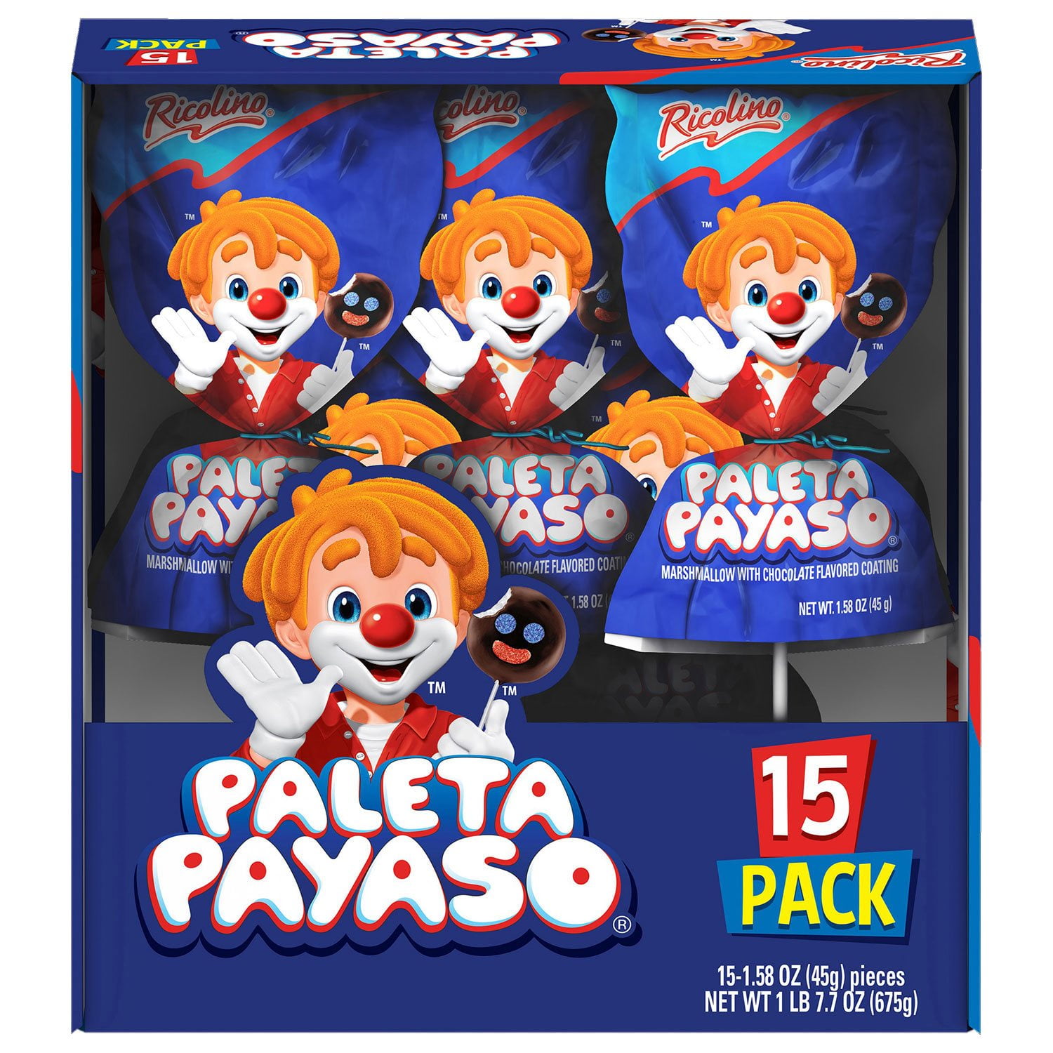 Mexican Candy Ricolino Mini Paleta Payaso Chocolate Marshmallow