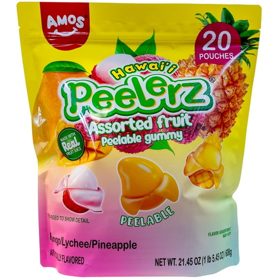 Amos Hawai'i Peelerz Assorted Fruit Flavor Peelable Gummies, 1.07 oz., 20 pk.