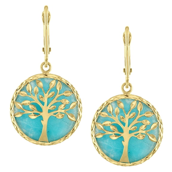 Tree of Life Dangle Earrings in 14K Gold