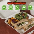 thumbnail image 3 of Kanak Sustainables™ 3 Compartment Hinged Lid To Go Food Container 9" x 9" , 50 ct., 3 of 4
