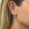 thumbnail image 4 of Pear Cut Gemstone & Halo Diamond Tear Drop Dangle Earrings in 14K Gold, 4 of 4