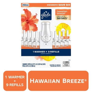 Glade PlugIns Scented Oil, Hawaiian Breeze, 1 Warmer + 9 Refills