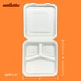 thumbnail image 2 of Kanak Sustainables™ 3 Compartment Hinged Lid To Go Food Container 9" x 9" , 50 ct., 2 of 4