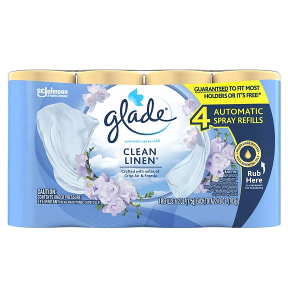 Glade Automatic Spray Air Freshener Refill, Clean Linen, 4 ct.