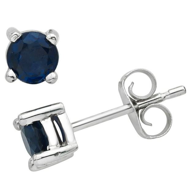 Round Cut Gemstone Stud Earrings in 14K Gold