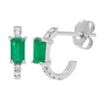 thumbnail image 1 of Emerald Cut Gemstone & 0.12 CT. TW Diamond Stud Earrings in 14K Gold, 1 of 4